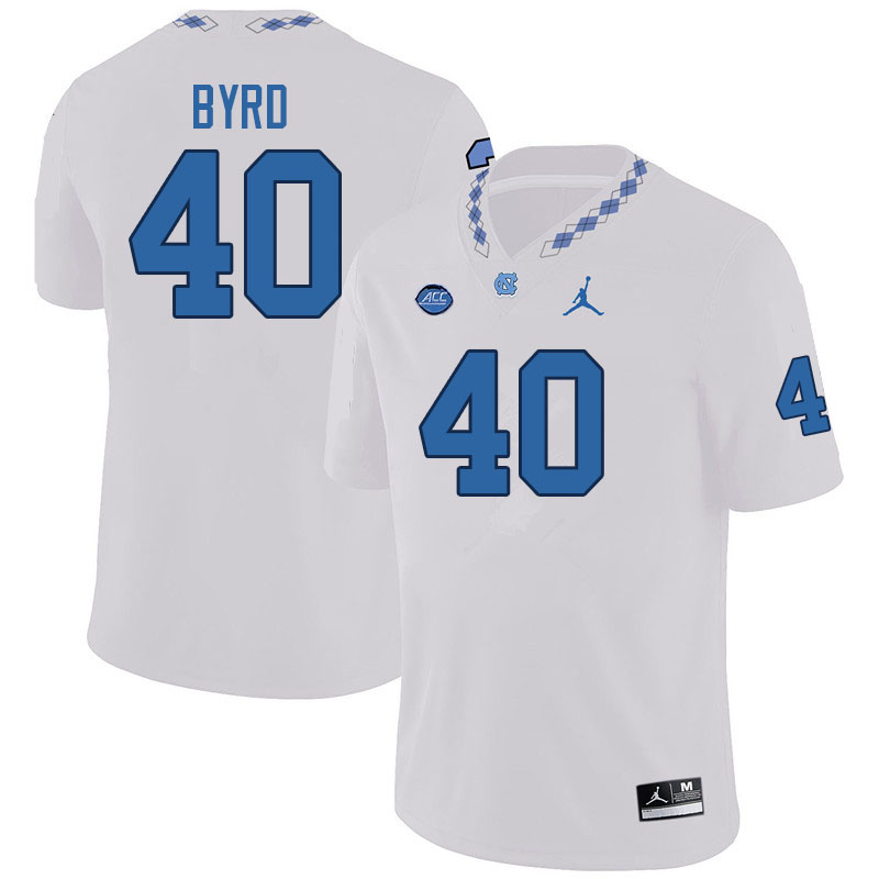 Men #40 Major Byrd North Carolina Tar Heels College Football Jerseys Sale-White